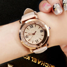 Load image into Gallery viewer, Ladies Clock watch Rhinestone Leather